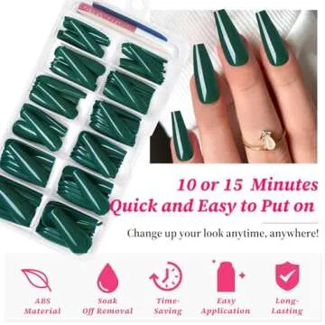 Glamorous Lifextol Green Coffin Press on Nails Set