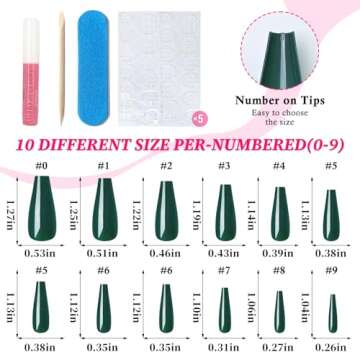 Glamorous Lifextol Green Coffin Press on Nails Set