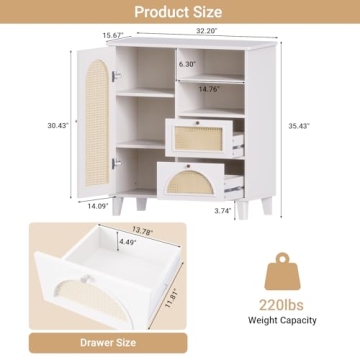 Stylish Mollydot Buffet Cabinet with Rattan Storage