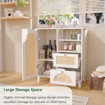 Stylish Mollydot Buffet Cabinet with Rattan Storage