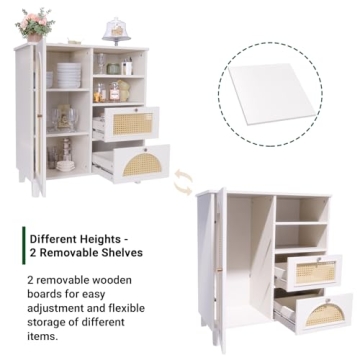 Stylish Mollydot Buffet Cabinet with Rattan Storage