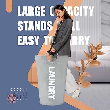 Caroeas 90L Laundry Basket (13 Colors), Waterproof Laundry Hamper, Laundry Bag with Padded Handles, Clothes Hamper Stands Up Well, Collapsible Laundry Basket Easy Storage