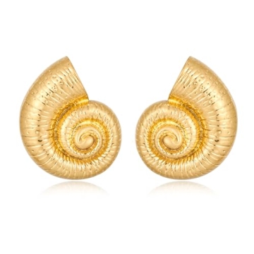 WOWORAMA Vintage Gold Conch Shell Earrings for Women