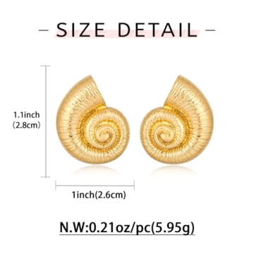 WOWORAMA Vintage Gold Conch Shell Earrings for Women