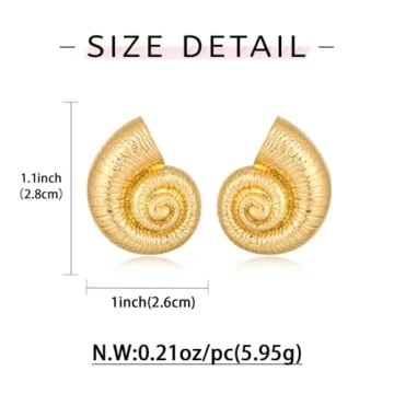 WOWORAMA Vintage Gold Conch Shell Earrings for Women