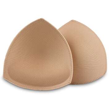 SERMICLE Bra Pad Inserts 4 Pairs, Bra Pads Sewn Padded for Sports Bra A/B C/D Cup Beige Black Option...