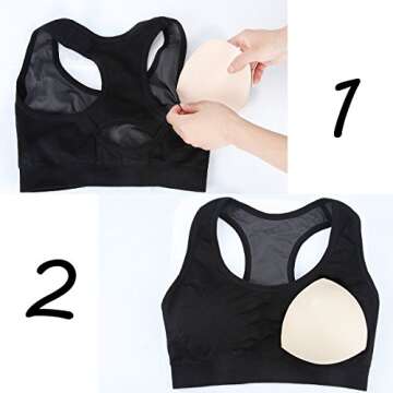 SERMICLE Bra Pad Inserts 4 Pairs, Bra Pads Sewn Padded for Sports Bra A/B C/D Cup Beige Black Optional (A/B Cup, Beige)