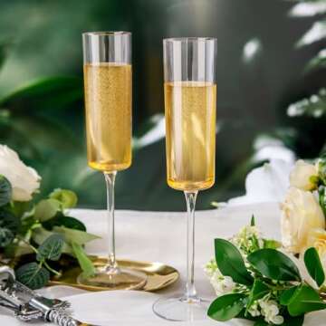 Ciaell Plastic Champagne Flutes - Durable Disposable Party Glasses