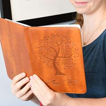 Tree Writing Journal by SohoSpark, Refillable Faux Leather, Lined Personal Diary, 6x8.75 Notebook fo...
