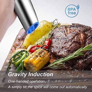 Gravity Electric Salt and Pepper Grinder Set, Automatic Salt and Pepper Mill, Battery-Operated with ...