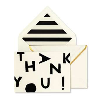 Kate Spade New York Thank You Card Set of 10 with Blank Interior and Envelopes (Tossed Letters)