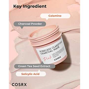COSRX Pink Pore Clarifying Charcoal Mask 3.8 fl. oz / 110g Blackheads, Pores, Acne Control, Color Changing Fun Skincare, Detox Face Clay Mask, Wash Off Type, Korean Skin Care