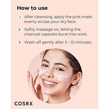 COSRX Pink Pore Clarifying Charcoal Mask 3.8 fl. oz / 110g Blackheads, Pores, Acne Control, Color Changing Fun Skincare, Detox Face Clay Mask, Wash Off Type, Korean Skin Care