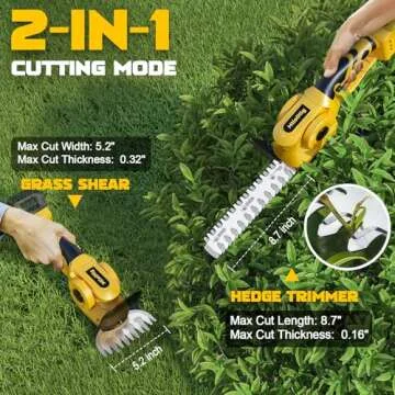 Cordless Hedge Trimmer for Dewalt 20V Max Battery: 2 in 1 Electric Hedge Trimmer Cordless Grass Shear & Bush Trimmer - Handheld Grass Trimmer for Garden Yard Lawn Shrubbery Cutter(Bare Tool)