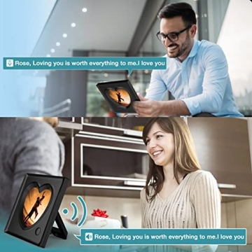 KWANWA Picture Frame Personalized Voice 20S Recordable, 3.9x3.9 Love Heart Shape Gifts for Graduation, Christmas, Birthday, Wedding, Photo Frame for Tabletop Desk Bookshelf Office Home