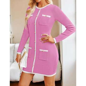 ZESICA Fall Dresses for Women - Stylish Knit Bodycon Dress
