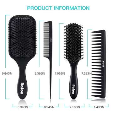 4Pcs Hair Brush Set for Easy Detangling, Ideal for All Hair Types