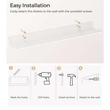 HBlife 36 Inches Floating Shelves Wall Mounted Clear Acrylic Shelves for Figures, Invisible Floating Bookshelf for Kids and Nursery, 2 Pack (5MM Thick)