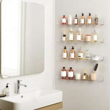 HBlife 36 Inches Floating Shelves Wall Mounted Clear Acrylic Shelves for Figures, Invisible Floating Bookshelf for Kids and Nursery, 2 Pack (5MM Thick)