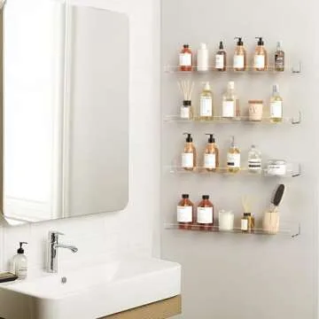 HBlife 36 Inches Floating Shelves Wall Mounted Clear Acrylic Shelves for Figures, Invisible Floating Bookshelf for Kids and Nursery, 2 Pack (5MM Thick)