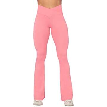 Sunzel Flare Leggings, Crossover Yoga Pants for Women with Tummy Control, High-Waisted and Wide Leg