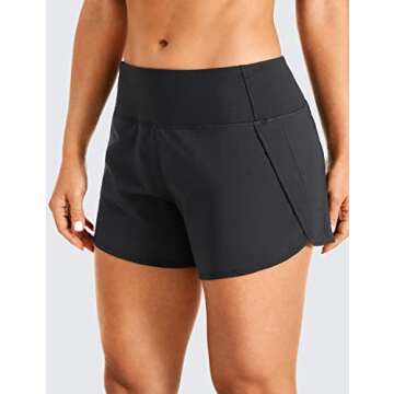 CRZ YOGA Womens Lightweight Gym Athletic Workout Shorts Liner 4" - Quick Dry Running Sport Spandex Shorts Mesh Zipper Pockets Black X-Small