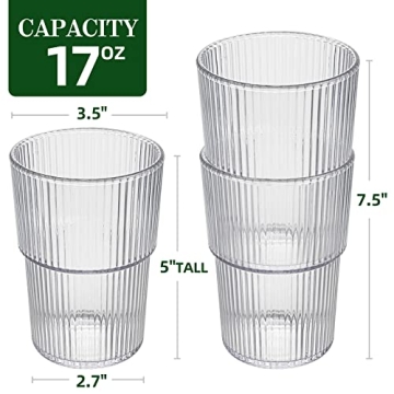 RÉΑLWÁY Unbreakable Acrylic Tumblers - Set of 8 Stackable Cups
