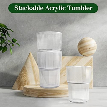 RÉΑLWÁY Unbreakable Acrylic Tumblers - Set of 8 Stackable Cups