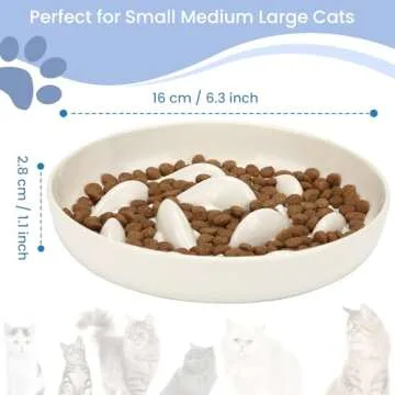 JuWow Cat Slow Feeder Bowl, Anti Gulping Healthy Eating Diet Pet Food Bowl, Non-Slip Whale Shape Design and Raised Rim Spill Proof Slow Bowl for Kitten(White)