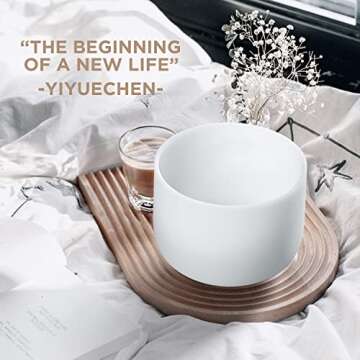 YIYUECHEN Quartz Frosted Crystal Singing Bowl D Note Sacral Chakra 8 inch