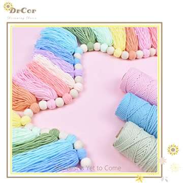 DrCor Pastel Yarn Tassel Garland Colorful Preppy Rainbow Bunting Banner String for Spring Easter Nursery Classroom Bedroom Wall Window Party Baby Shower Decor
