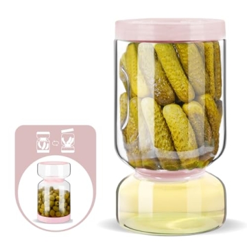 ZENS Pickle Jar with Strainer Flip, 64 oz Pickle Container Pickle Juice Separator Hourglass Jar for ...
