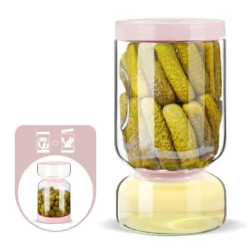 ZENS Pickle Jar with Strainer Flip, 64 oz Pickle Container Pickle Juice Separator Hourglass Jar for ...