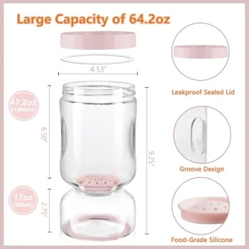ZENS Leakproof 64 oz Pickle Jar with Strainer Flip