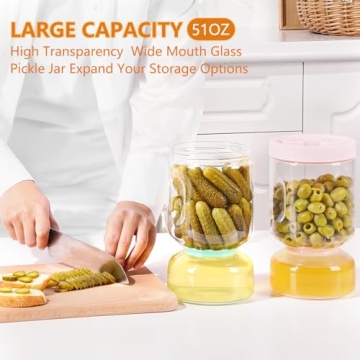 ZENS Leakproof 64 oz Pickle Jar with Strainer Flip