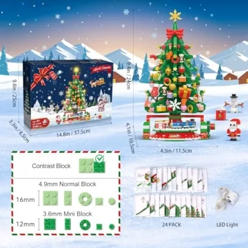 HOGOKIDS 2024 Rotating Christmas Tree Set - 24 Days Countdown