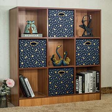 Posprica Storage Cubes,13×13 Storage Bins,Collapsible Fabric Storage Baskets for Kids ,4pcs, Stars