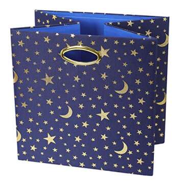 Posprica Storage Cubes,13×13 Storage Bins,Collapsible Fabric Storage Baskets for Kids ,4pcs, Stars