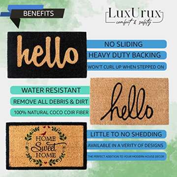 Durable LuxUrux Hello Mat Doormat for Indoor and Outdoor Use