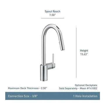 Moen 7565EVBL Align Smart Touchless Pull Down Sprayer Kitchen Faucet with Voice Control and Power Boost, Matte Black