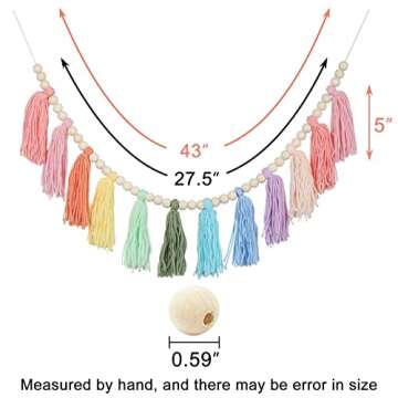 Cotton Tassel Garland Banner Colorful Birthday Decor Party Backdrop Christmas Boho Wall Hangings Dec...