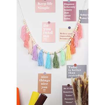 Cotton Tassel Garland Banner Colorful Birthday Decor Party Backdrop Christmas Boho Wall Hangings Decor for Bedroom, Nursery, Play Room, Baby Shower, Girls Room Decor, Birthday Gift (A)