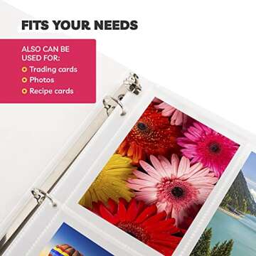 Seed Storage Organizer (50 Sheets, 3.5 x 5 Pockets) - Garden Seed Packet Organizer with 4 Pocket Sheet Protectors for 3 Ring Binders