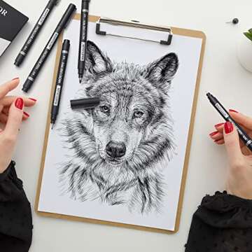 MARTCOLOR 12 Size Micro-Pen Fineliner ink Pens, Black Waterproof Archival Inking Markers, Multiliner Pens, Illustration Pen for Sketching, Watercolor, Anime, Manga, Technical Drawing