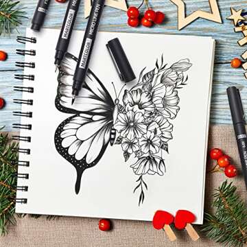 MARTCOLOR 12 Size Micro-Pen Fineliner ink Pens, Black Waterproof Archival Inking Markers, Multiliner Pens, Illustration Pen for Sketching, Watercolor, Anime, Manga, Technical Drawing