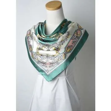 corciova 35 Women Silk Like Bell Orchid Dark Cyan Hair Scarf Curly Headband Tie Sleeping at Night Fashion Bandana Headscarf