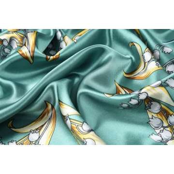 corciova 35 Women Silk Like Bell Orchid Dark Cyan Hair Scarf Curly Headband Tie Sleeping at Night Fashion Bandana Headscarf