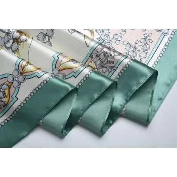 corciova 35 Women Silk Like Bell Orchid Dark Cyan Hair Scarf Curly Headband Tie Sleeping at Night Fashion Bandana Headscarf