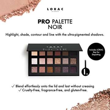 LORAC PRO Matte & Shimmer Eyeshadow Palette - Noir | Vegan, Gluten-Free, Travel-Ready