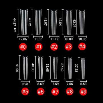 XXL Coffin No C Curve Nail Tips - Quality 500pcs Clear Acrylic Nails for DIY & Salons